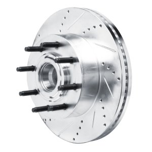 Ford F-250 Brake Rotor (1) - Front Left - R1 Concepts - Drilled & Slotted - Silver - `11-`25